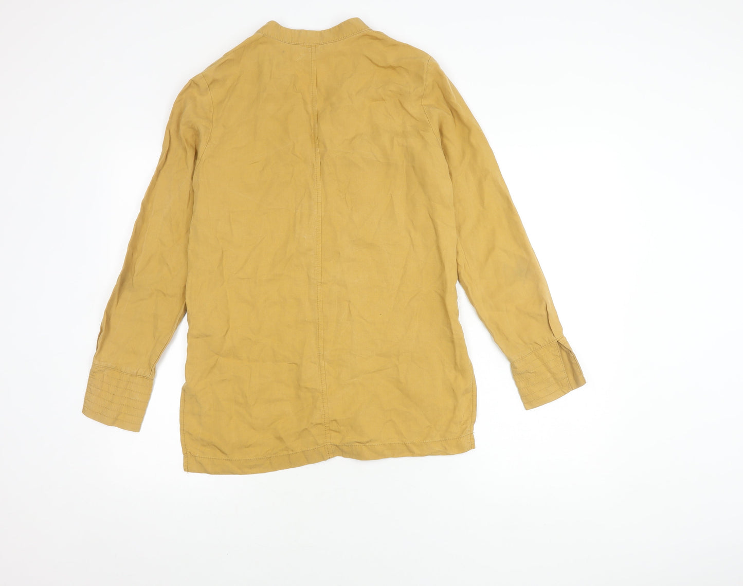 H&M Women's Yellow Button-Up Lyocell Shirt Size 8