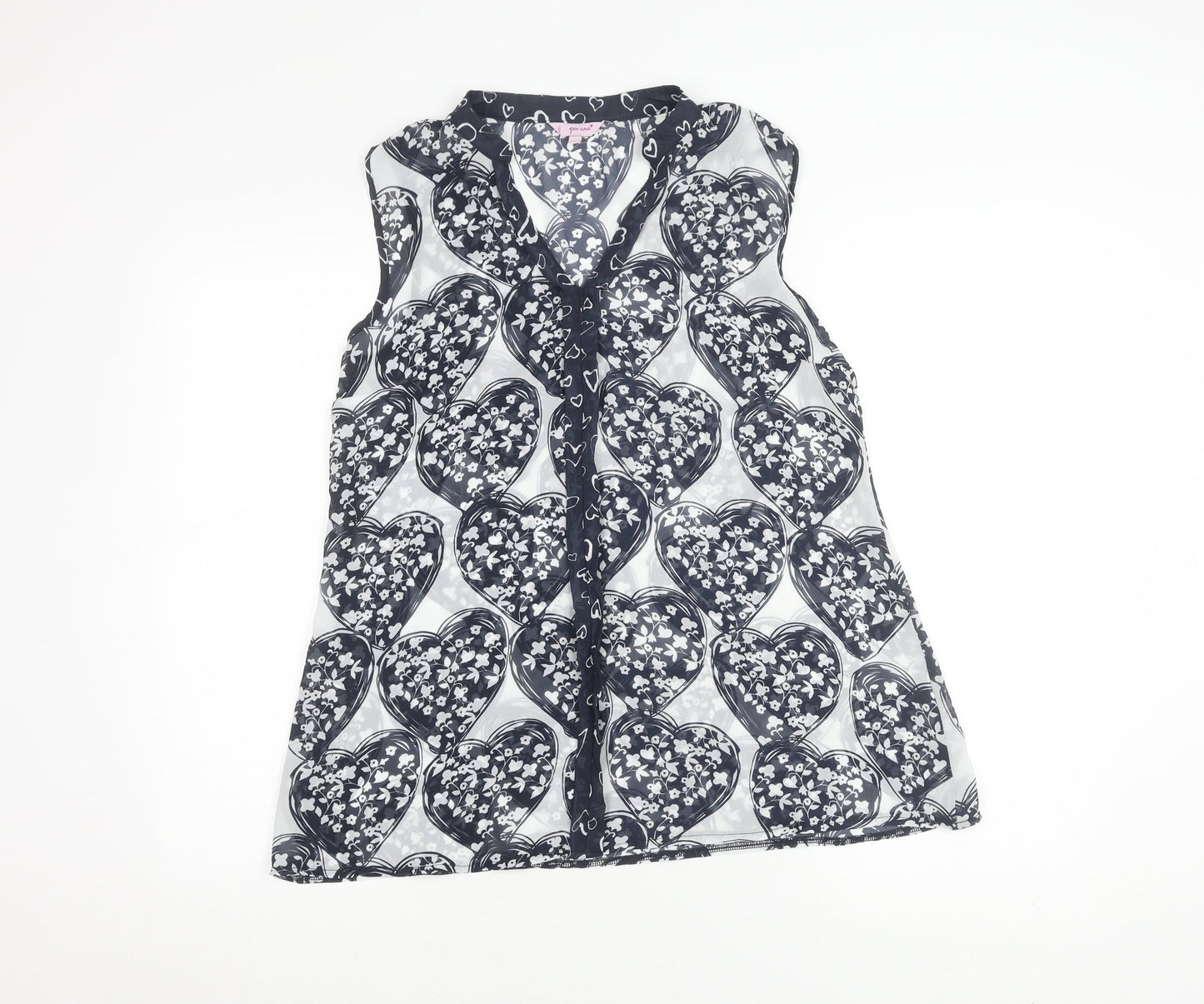 M&S Womens Black Heart Floral Sleeveless Blouse Size 12