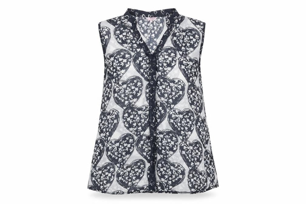 Marks & Spencer Womens Black Heart Floral Sleeveless Blouse Size 12