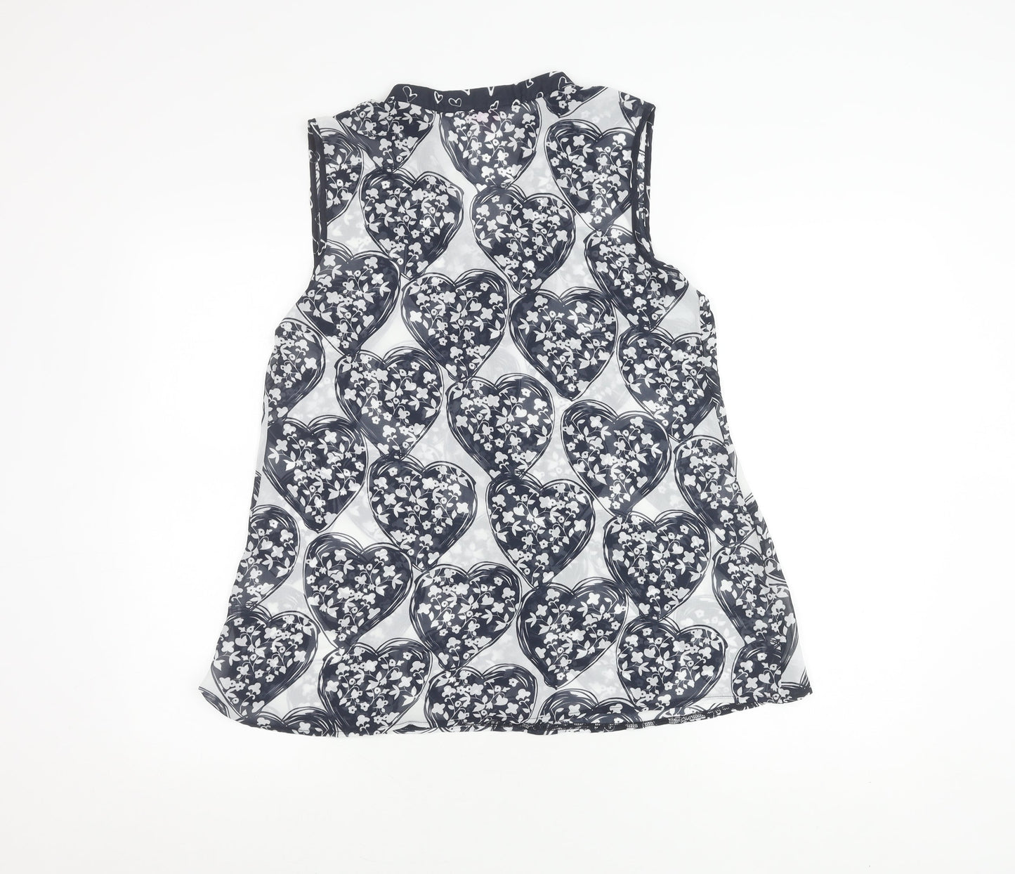 M&S Womens Black Heart Floral Sleeveless Blouse Size 12
