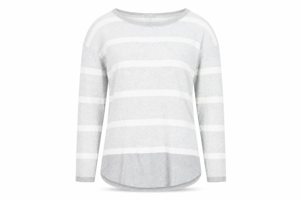 Pure Collection Women's Grey Striped Pullover Jumper Size 12