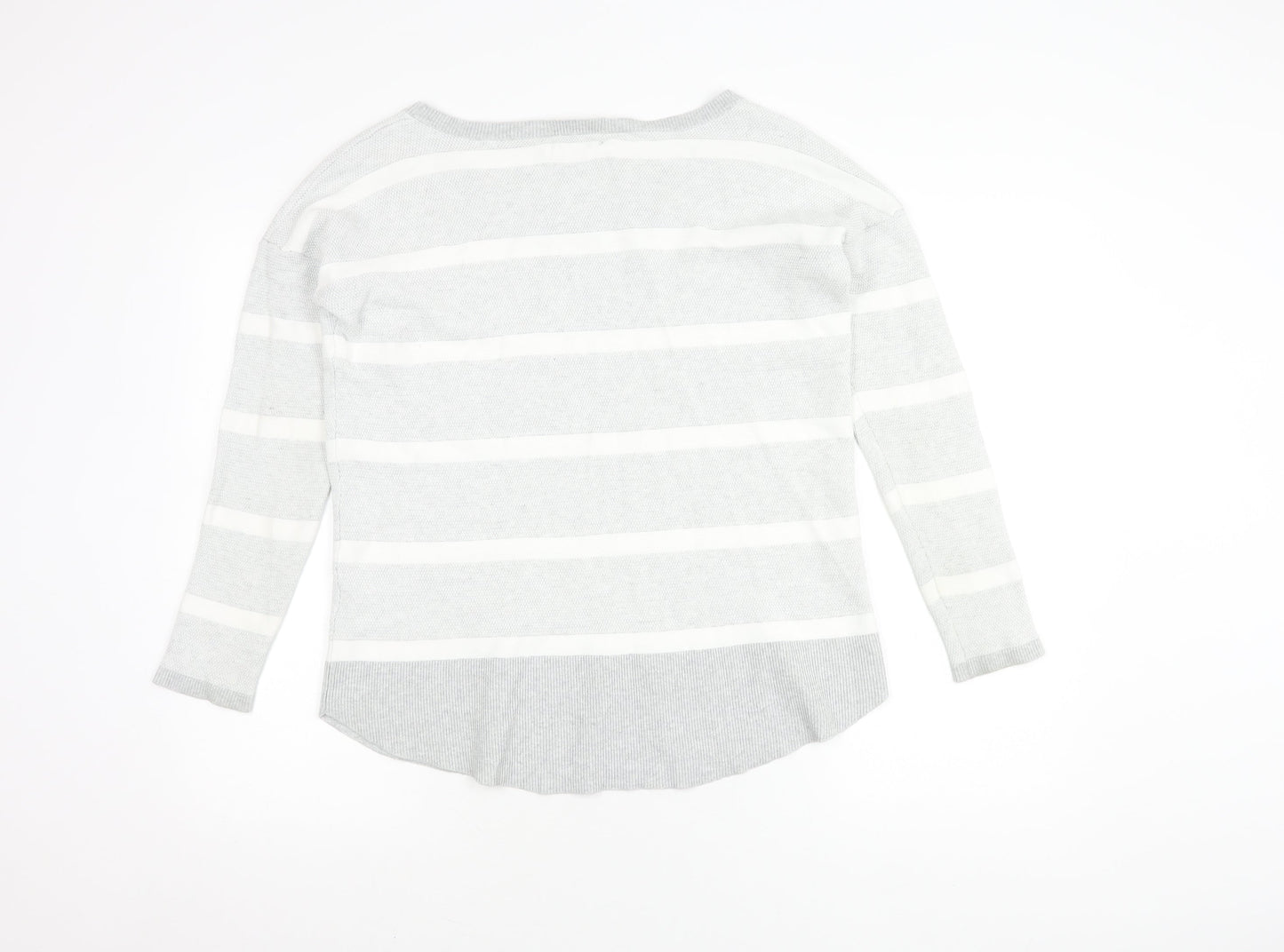 Pure Collection Women's Grey Striped Pullover Jumper Size 12