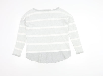 Back view of Pure Collection Women's Grey Striped jumper, size 12