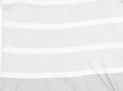 Close-up detail of Pure Collection Women's Grey Striped jumper, size 12
