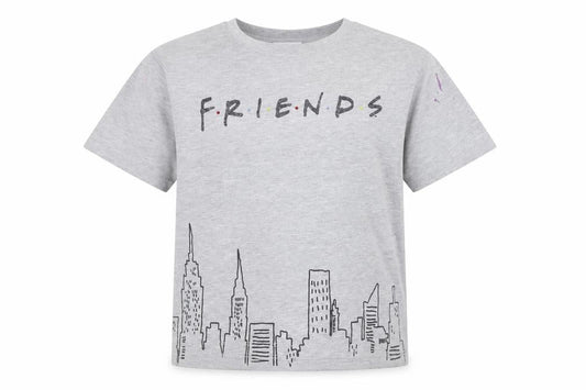 Front view of George girls’ grey friends t-shirt, size 11-12, years