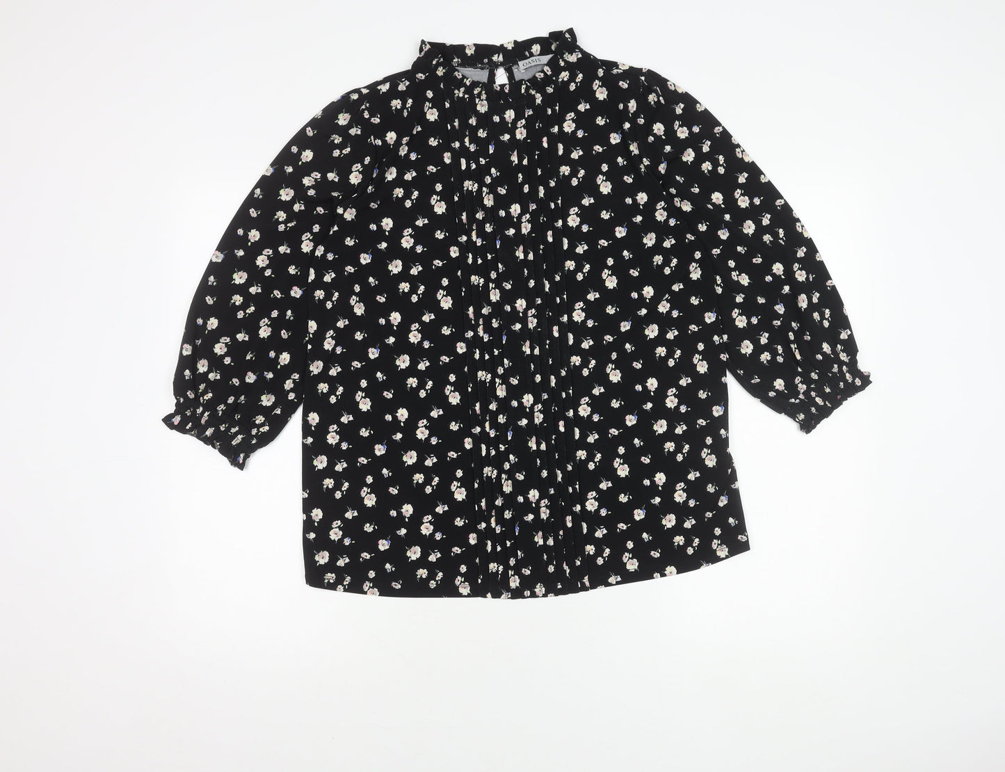 Oasis Women's Black Floral Balloon Sleeve Top, M