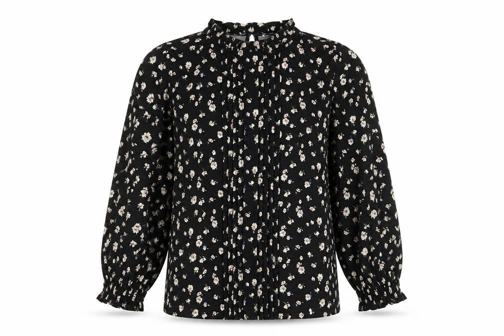 Oasis Women's Black Floral Balloon Sleeve Top, M