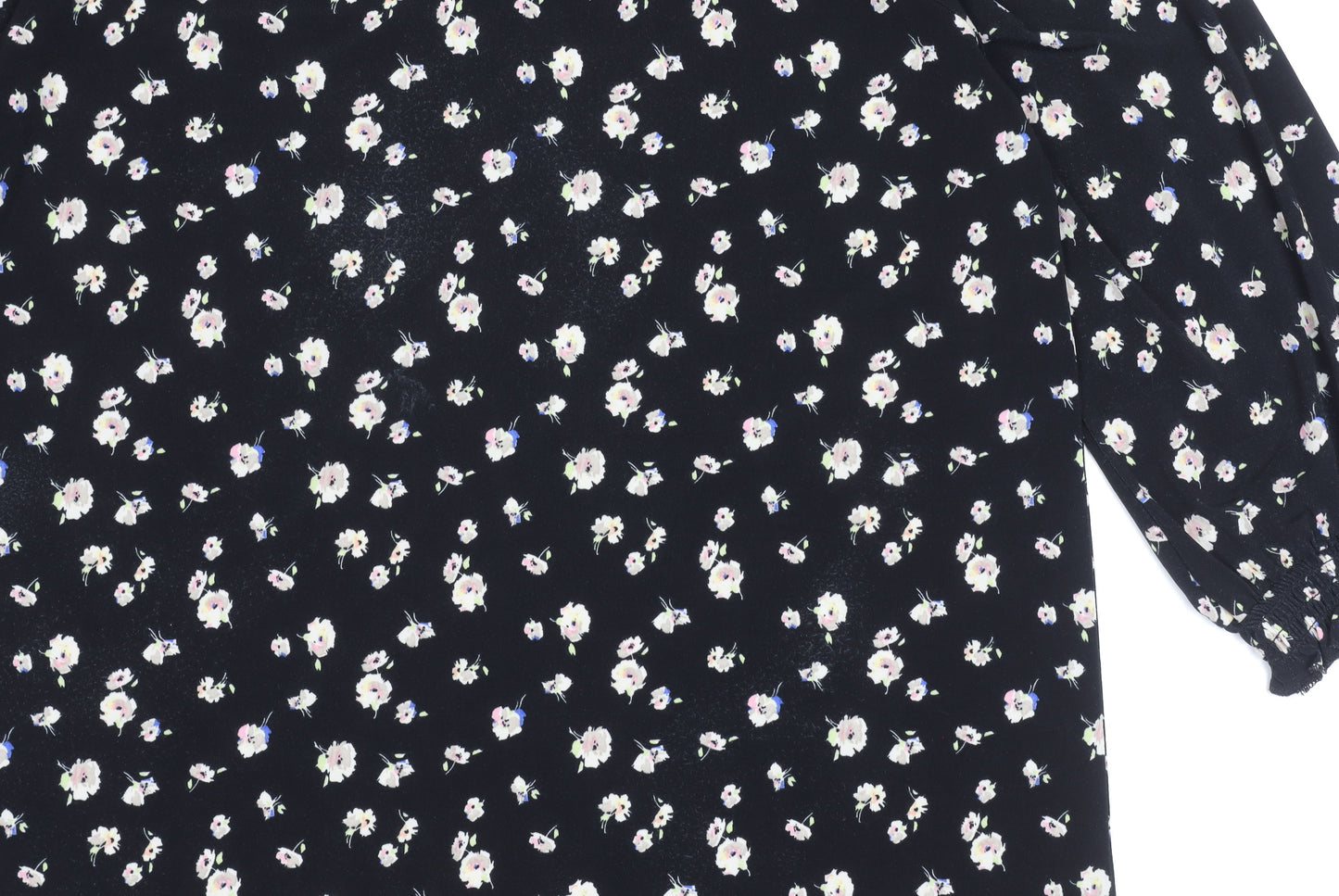 Oasis Women's Black Floral Balloon Sleeve Top, M