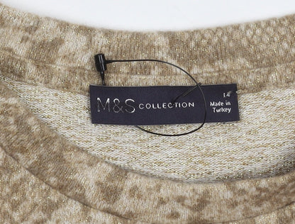 Marks & Spencer Women's Beige Pullover Jumper Size 14