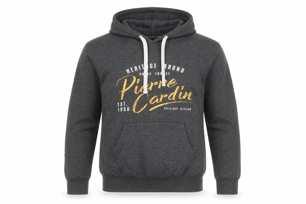Pierre Cardin Men's Grey Small Pullover Hoodie