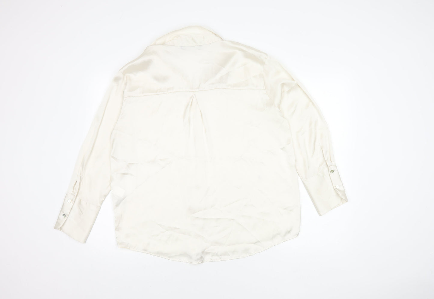 Zara Women's Ivory Button-Up Shirt Size 14