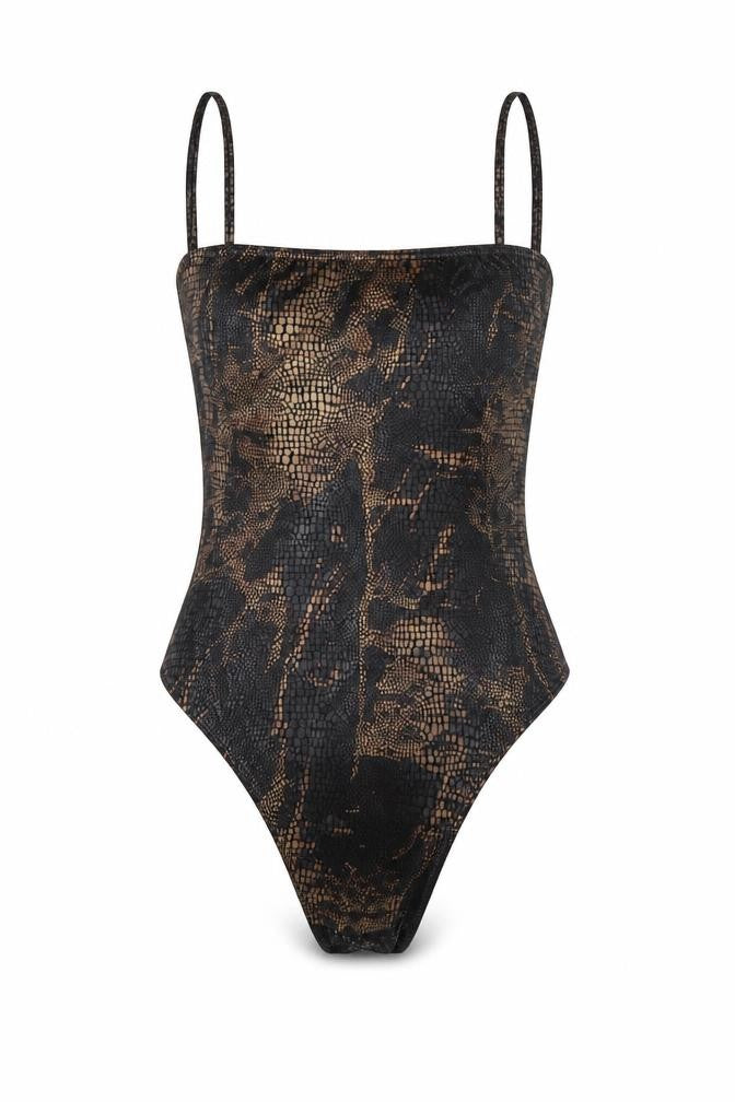 boohoo Black Animal Print Bodysuit - Women Size 8