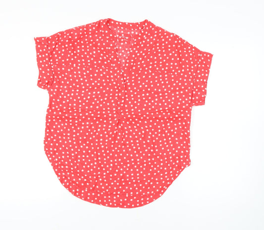 Marks and Spencer Women's Red Polka Dot Top Size 8