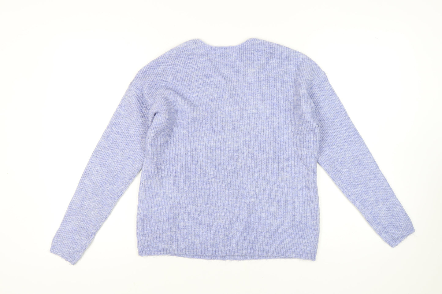 ONLY Women's Blue V-Neck Pullover Jumper S