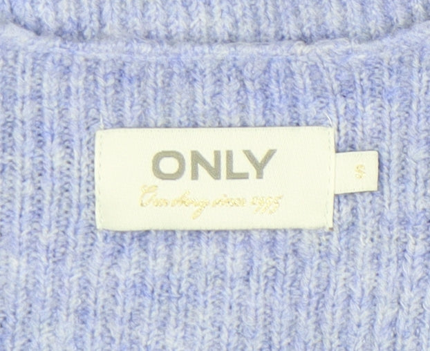 ONLY Women's Blue V-Neck Pullover Jumper S
