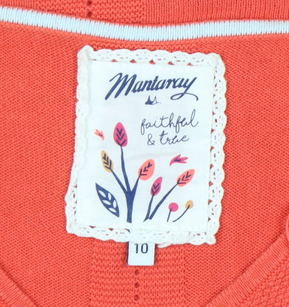 Close-up detail of Mantaray Women's Red V-Neck jumper, size 10