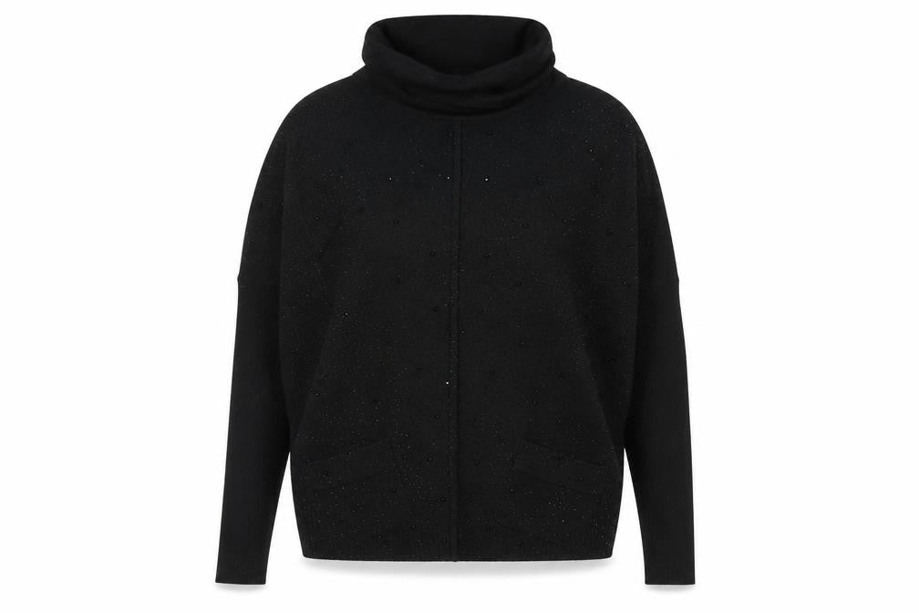 Bluoltre Women's Black Roll Neck Pullover Jumper - S