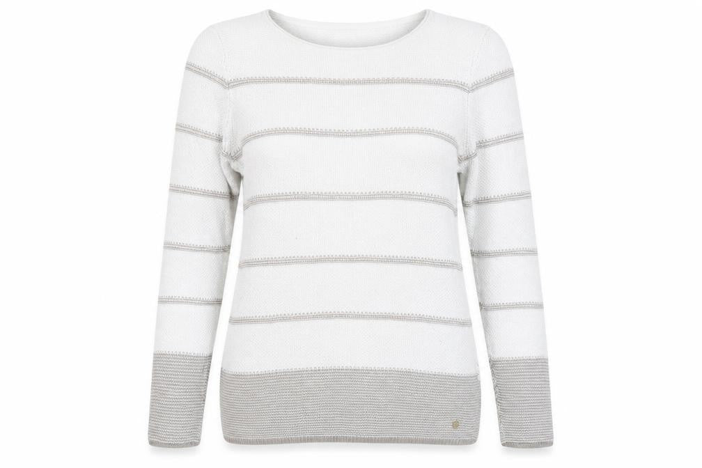 Olsen Women's White Striped Pullover Jumper Size 12