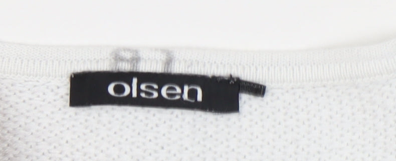 Olsen Women's White Striped Pullover Jumper Size 12