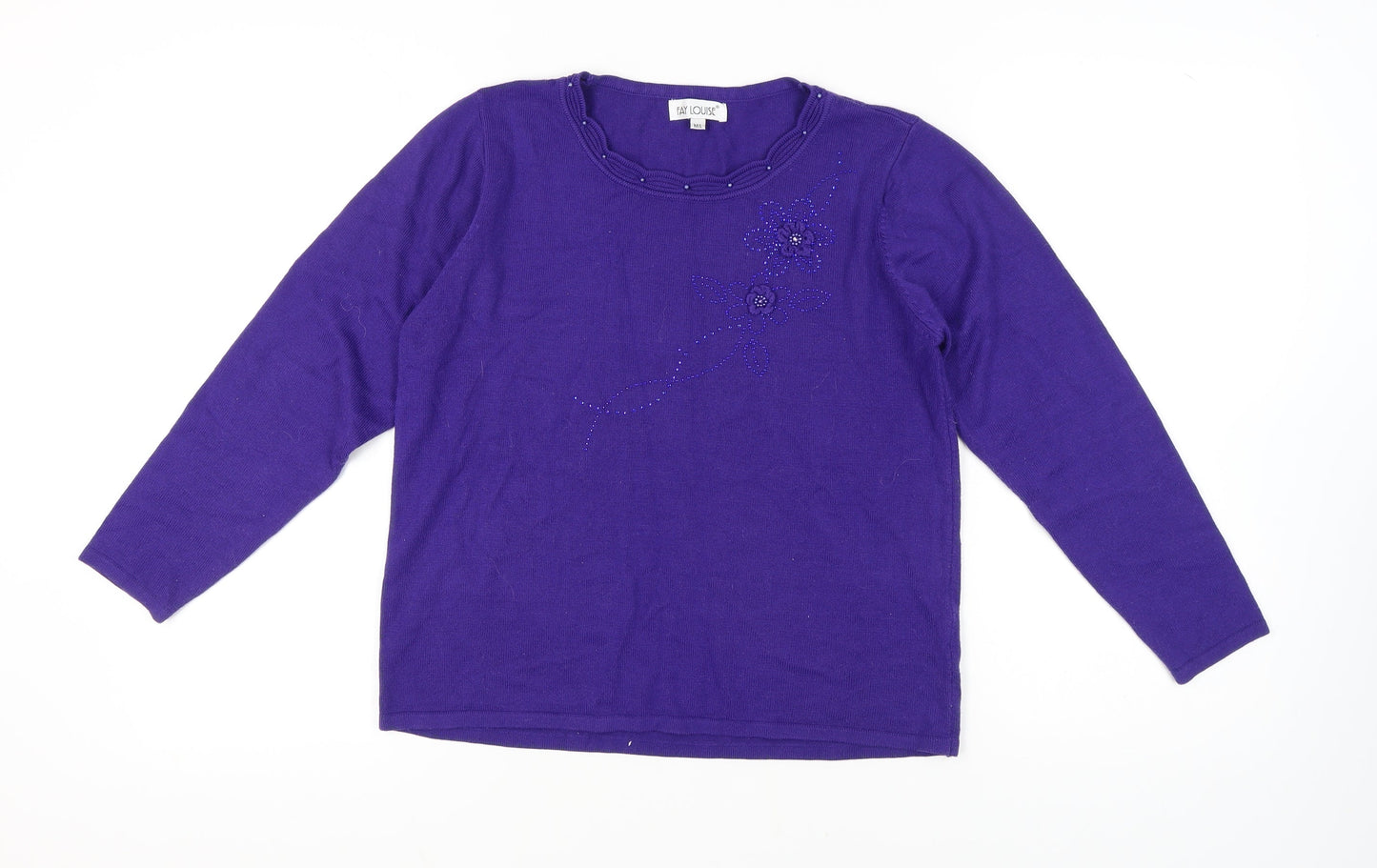Fay Louise Women's Purple Jumper M/L Beaded Acrylic