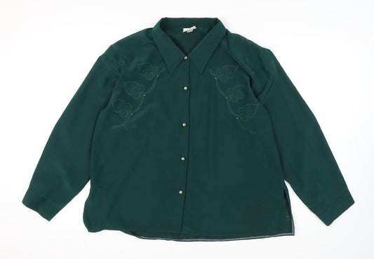 Michael Gold Women's Green Button-Up Top, 2XL