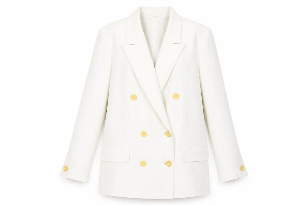 Alexon Women's White Double-Breasted Blazer Size 12