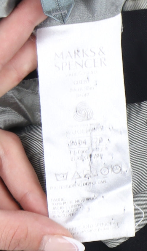 Marks and Spencer Men's Black Wool Blazer, Size 38