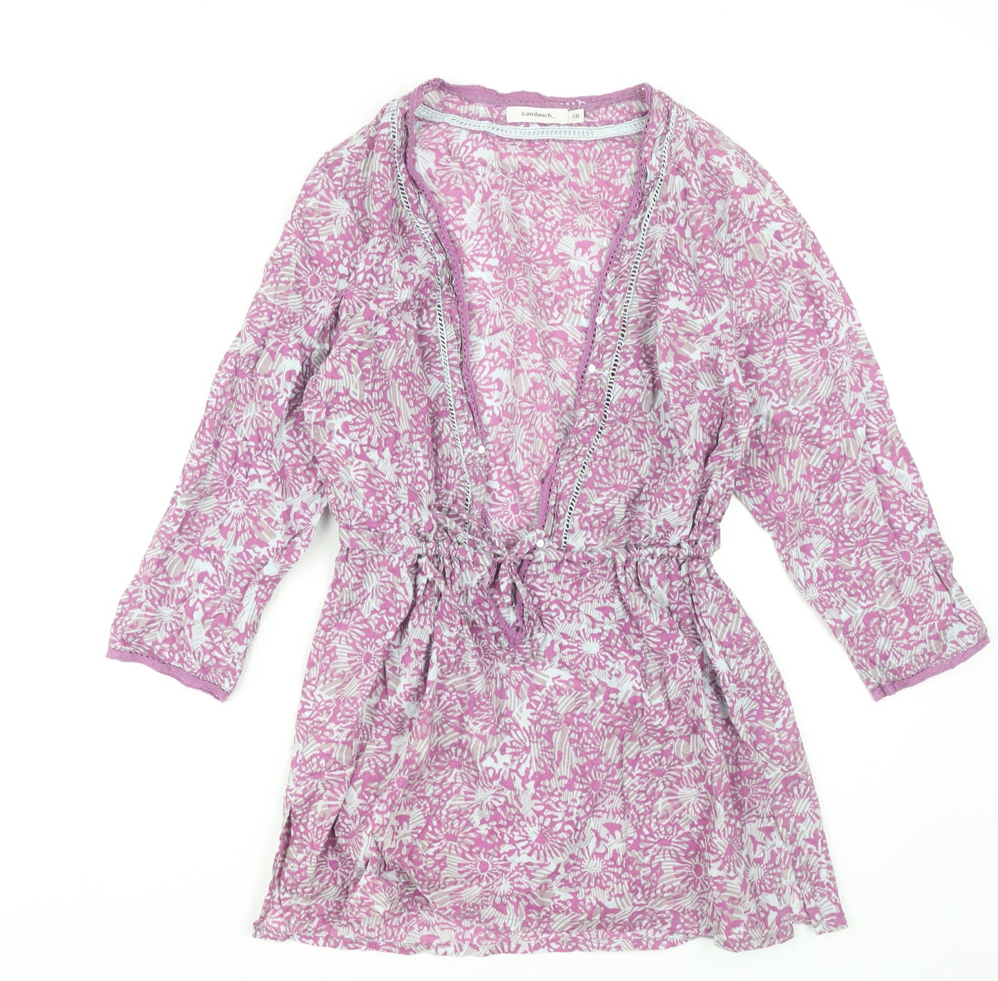 Sandwich Women's Purple Floral Tunic Blouse Size 10