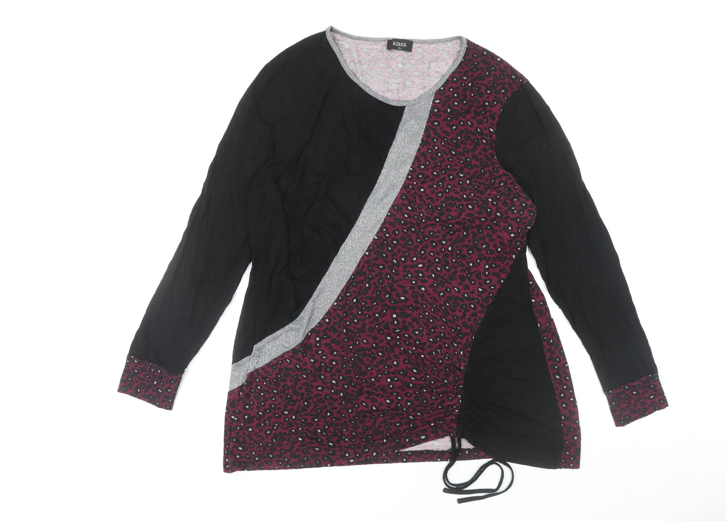 Klass Women's Black Animal Print Long Sleeve Top XL