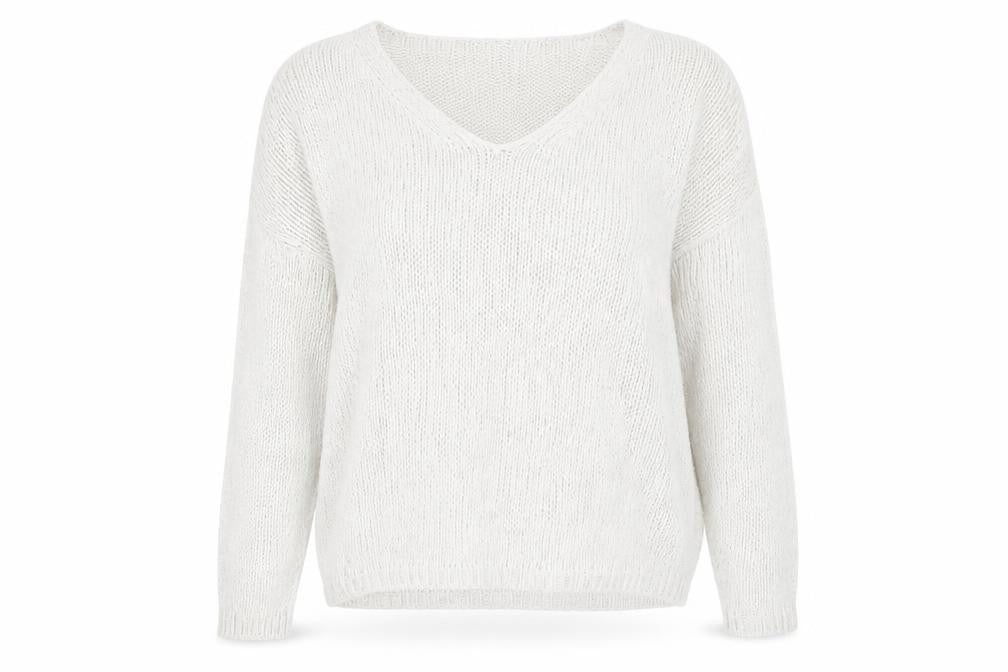 Zara Women's Beige V-Neck Chunky Knit Pullover - Size M