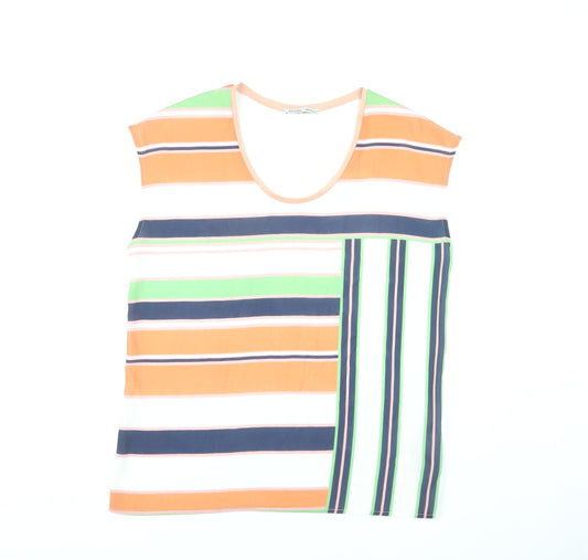 Zara Women's XL Multicoloured Striped T-Shirt