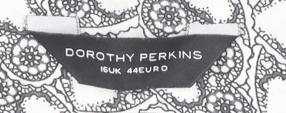 Dorothy Perkins Women Black Floral Blouse Size 16