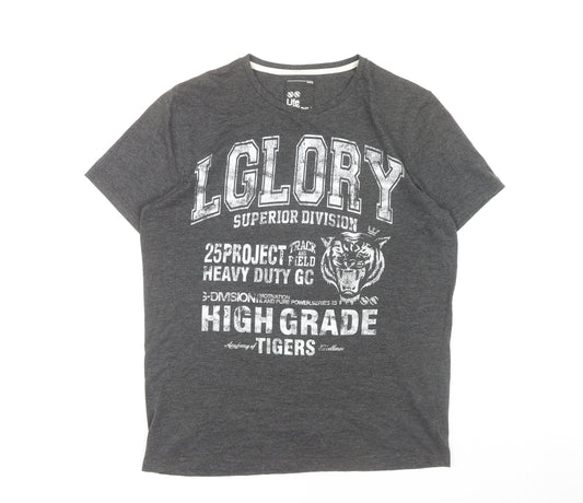 Officers Club Men's Grey XL Sporty Graphic T-Shirt