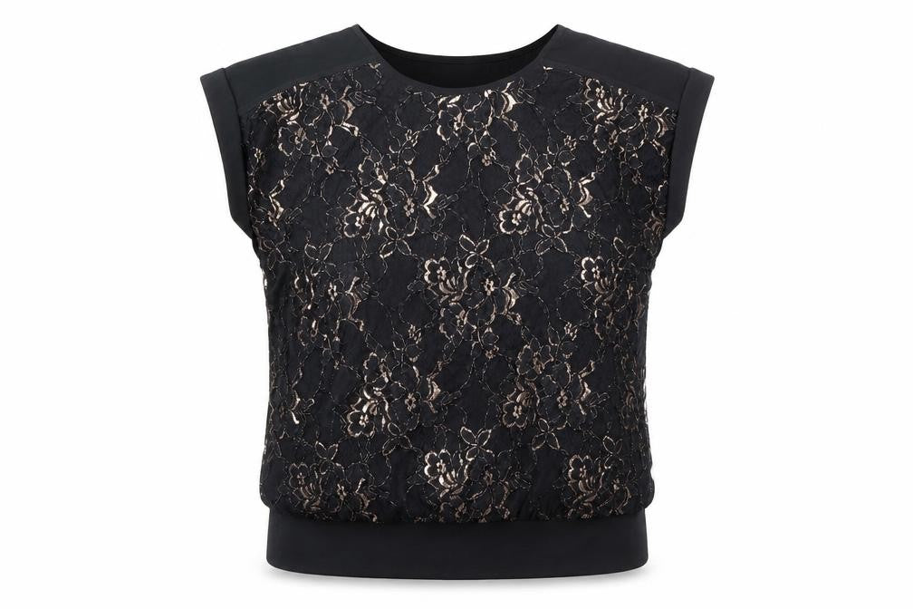 Oasis Black Floral Lace Blouse Women's XS Sleeveless