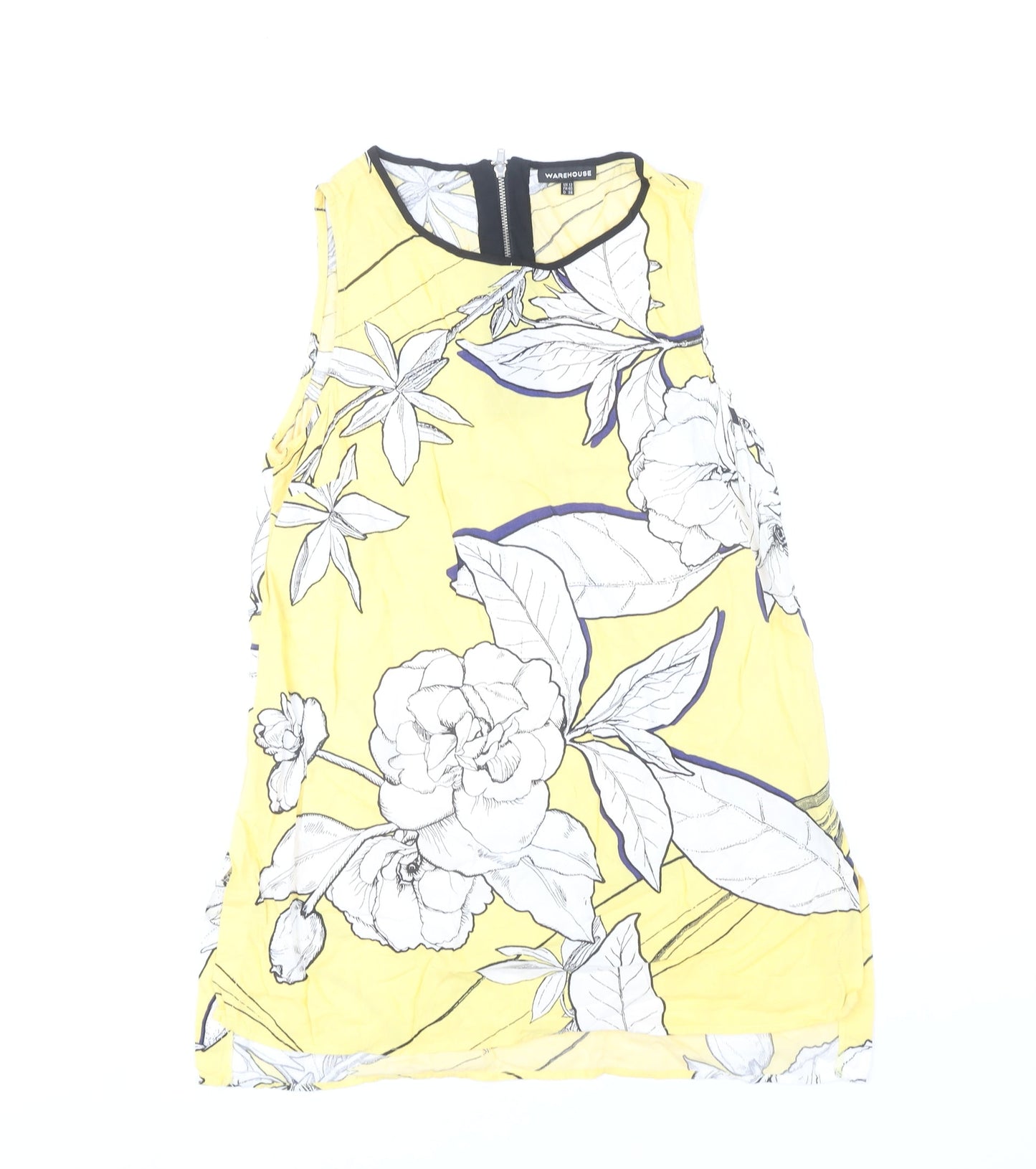 Warehouse Women's Yellow Floral Sleeveless Blouse UK 12