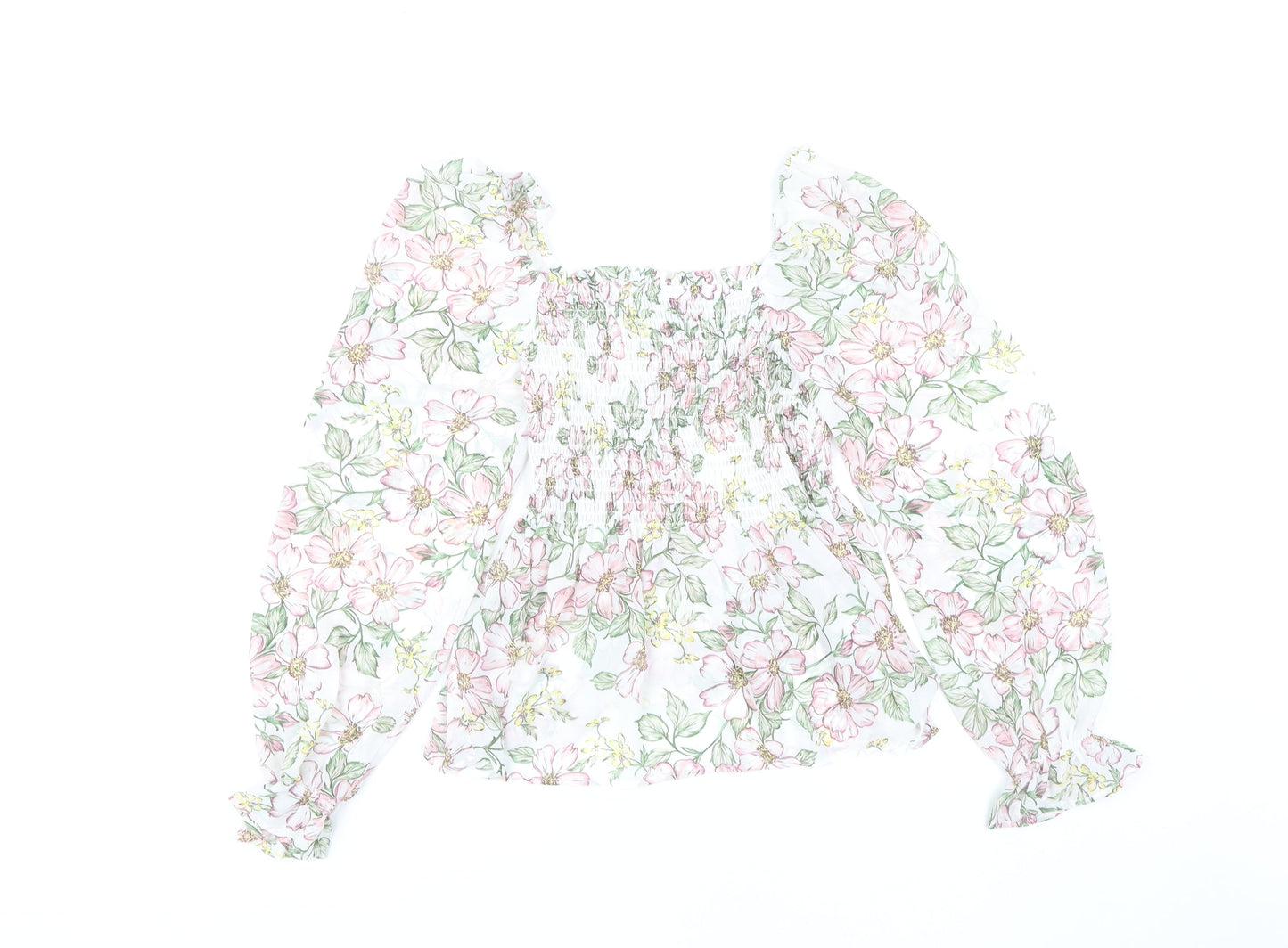 Apricot Women's Floral Blouse, Size 8, Cropped Style