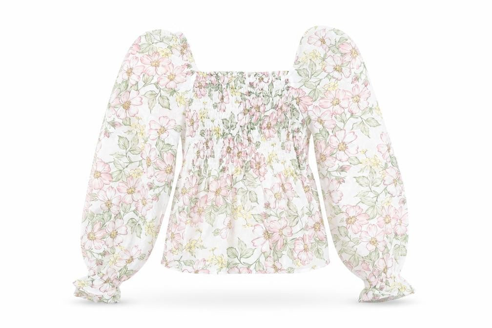 Apricot Women's Floral Blouse, Size 8, Cropped Style