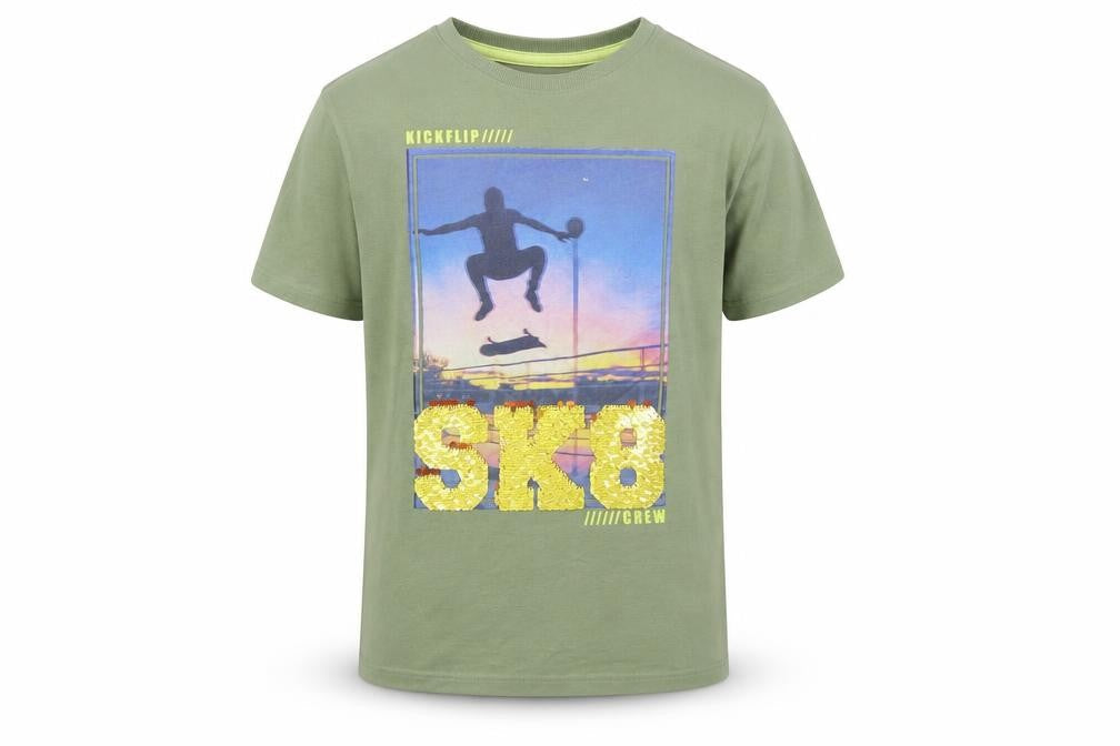 Marks & Spencer Boys Green Skateboard T-Shirt 11-12 Years