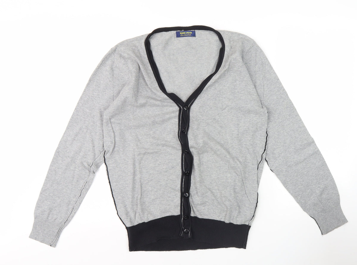 Zara Youth Boys Grey Cardigan, L Size, Cotton Blend