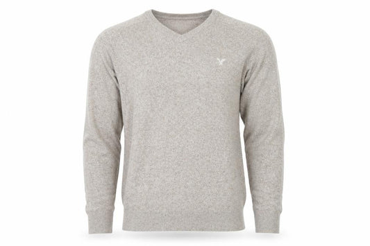 American Eagle Men's Beige V-Neck Pullover Jumper S