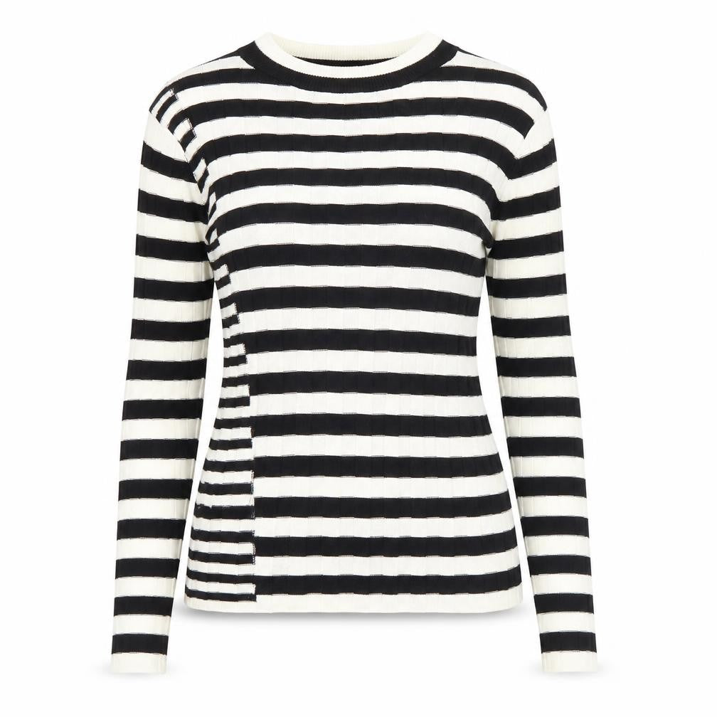 Next Women's Black Striped Pullover Size 12 Crew Neck