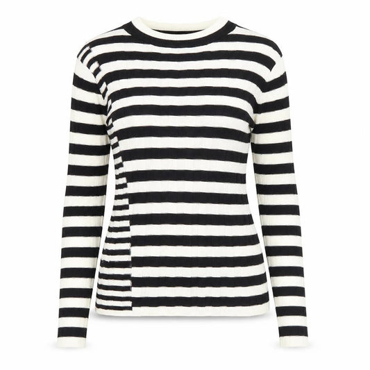 Next Women's Black Striped Pullover Size 12 Crew Neck