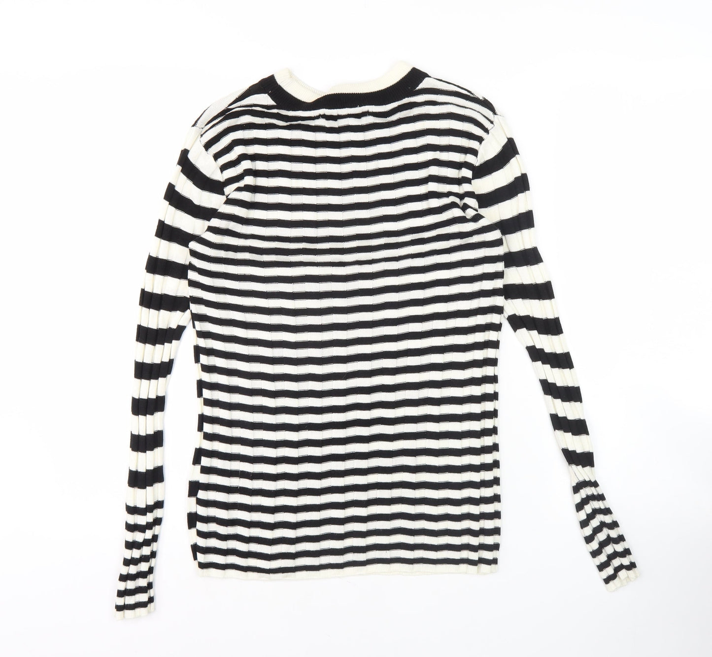 Next Women's Black Striped Pullover Size 12 Crew Neck