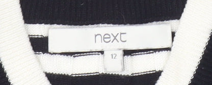 Next Women's Black Striped Pullover Size 12 Crew Neck