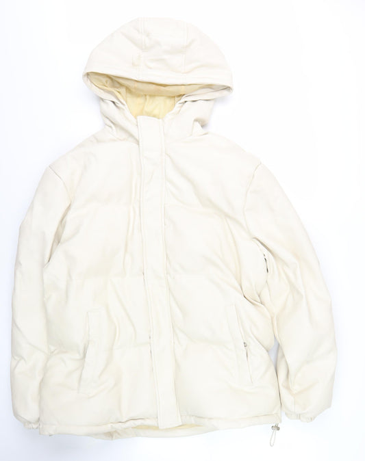 PrettyLittleThing Women's Ivory Puffer Jacket UK 12