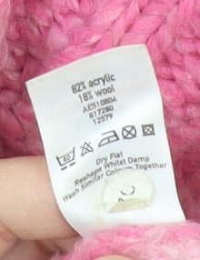 Cherokee Girls Pink Hooded Cardigan 5-6 Years Acrylic Wool