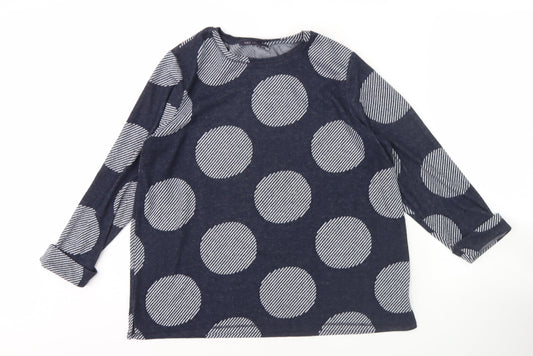 Marks and Spencer Women's Blue Polka Dot Top, Size 16