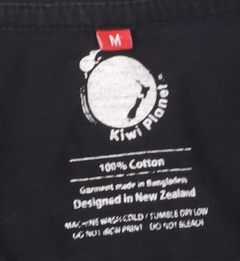 Kiwi Planet Men's Black M Graphic Print T-Shirt