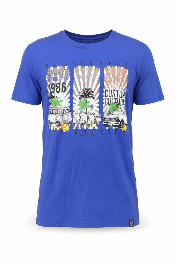 Maison Blaggio Men's Blue Large Graphic T-Shirt