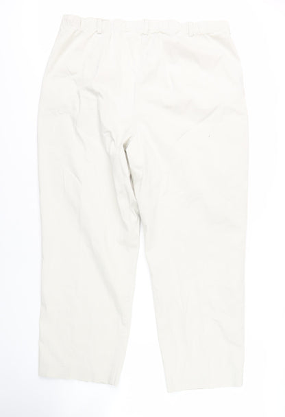 Back view of Lands' End women’s ivory straight trousers, size UK 18